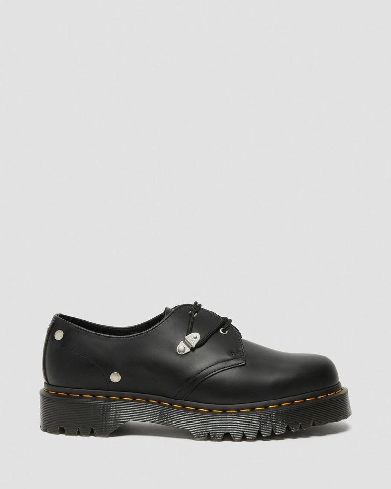 Men's Dr Martens 1461 Bex Stud Leather Oxfords Shoes Black | AU 588VRW